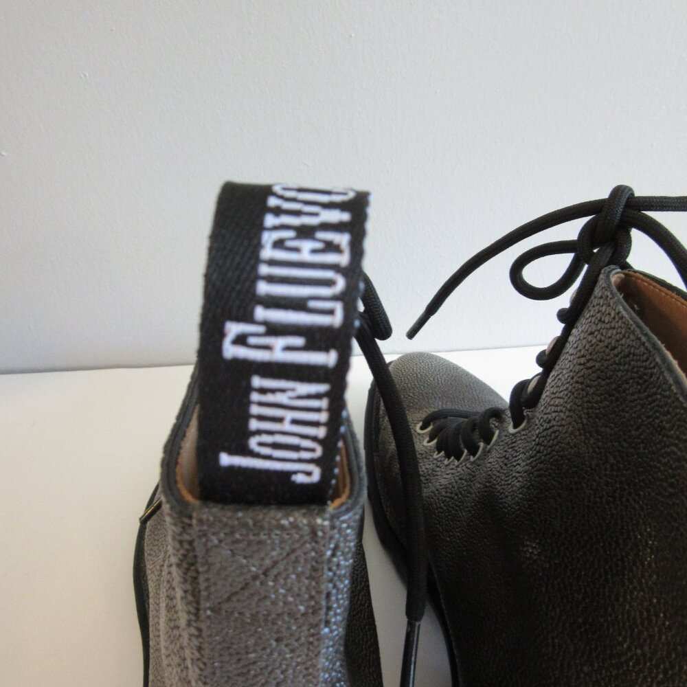 John Fluevog Grey Pebble Sixfields Size 9 Grunge Northampton Lace Up Boots-NEW - Picture 6 of 12